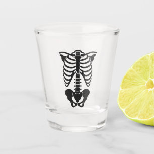 Vintage anatomische Skelett-Rippenkäfig-Grafik Got Schnapsglas
