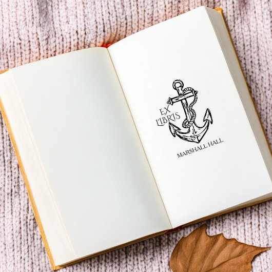 Vintage Anchor Ex Libris Library Gummistempel