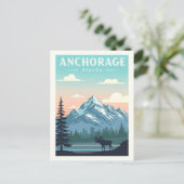 Vintage Anchorage Alaska Postkarte (Stehend Vorderseite)