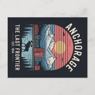 Vintage Anchorage Alaska Retro-Reiseplakat Illustr Feiertagspostkarte