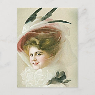 Vintage and Antique Fashions, Hats, Flapper Postkarte