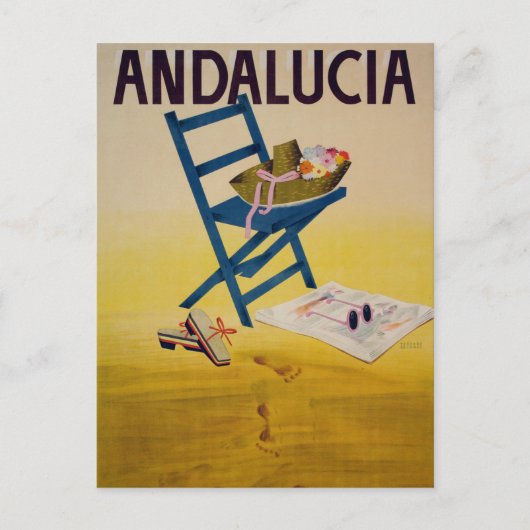 Vintage Andalucia Beach Travel Postkarte (Vorderseite)