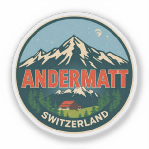 Vintage ANDERMATT Ski Schweiz Schweizer Alpen Gesc Aufkleber