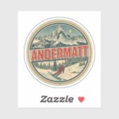 Vintage ANDERMATT Ski Schweiz Schweizer Alpen Gesc Aufkleber (Blatt)