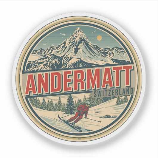 Vintage ANDERMATT Ski Schweiz Schweizer Alpen Gesc Aufkleber (Vorderseite)