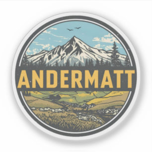 Vintage ANDERMATT Ski Schweiz Schweizer Alpen Gesc Aufkleber