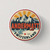 Vintage ANDERMATT Ski Schweiz Schweizer Alpen Gesc Button (Vorderseite)
