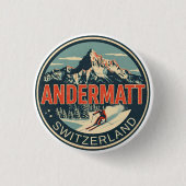 Vintage ANDERMATT Ski Schweiz Schweizer Alpen Gesc Button (Vorderseite)