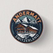 Vintage ANDERMATT Ski Schweiz Schweizer Alpen Gesc Button (Vorderseite)