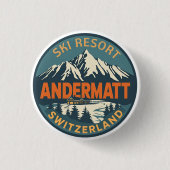 Vintage ANDERMATT Ski Schweiz Schweizer Alpen Gesc Button (Vorderseite)