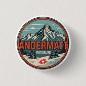 Vintage ANDERMATT Ski Schweiz Schweizer Alpen Gesc Button (Vorderseite)