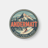 Vintage ANDERMATT Ski Schweiz Schweizer Alpen Gesc Magnet (Vorne)
