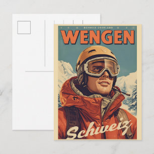 Vintage ANDERMATT Ski Schweiz Schweizer Alpen Gesc Postkarte