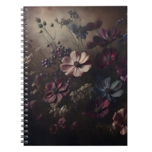 Vintage Anemone Blume Bouquet Dark Botanische Kuns Notizblock