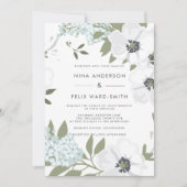 Vintage Anemone-Hochzeit Einladung (Vorderseite)