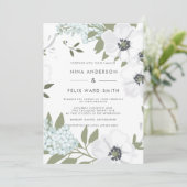 Vintage Anemone-Hochzeit Einladung (Stehend Vorderseite)