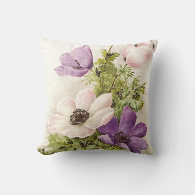 Vintage Anemone Kissen (Vorderseite)