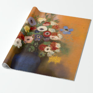 Vintage Anemone und Lila in blauer Vase Geschenkpapier