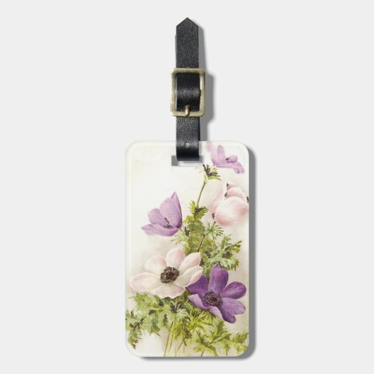 Vintage Anemonen-Blume Gepäckanhänger (Vorderseite vertikal)