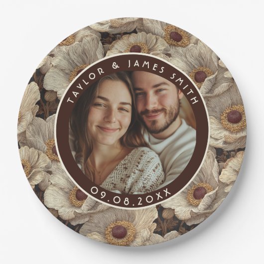 Vintage Anemones Charm Backyard Wedding Pappteller (Vorderseite)