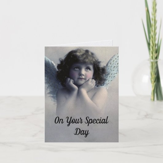 Vintage Angel Birthday Greeting Card Karte (Vorderseite)