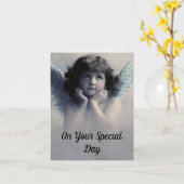 Vintage Angel Birthday Greeting Card Karte (Gelbe Blume)