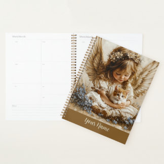 Vintage Angel + Cat Planner Personalize Your Name Planer