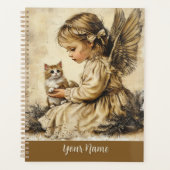 Vintage Angel + Cat Planner Personalize Your Name Planer (Vorderseite)