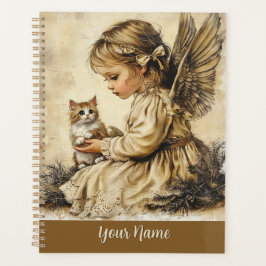 Vintage Angel + Cat Planner Personalize Your Name Planer