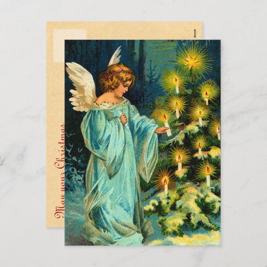 Vintage Angel Christmas Feiertagspostkarte (Vorne/Hinten)