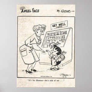Vintage Angel Face Comic "Mama hat die Nase voll v Poster