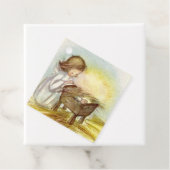 Vintage Angel Girl Watching Baby Jesus schlafen Geschenkanhänger (Beispiel)