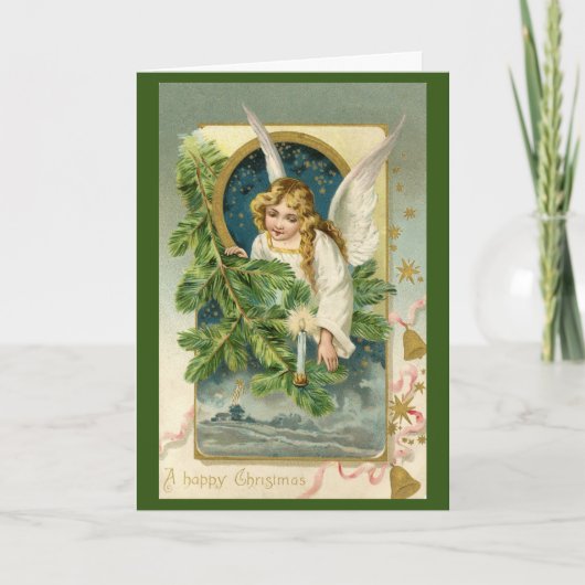 Vintage Angel Happy Christmas Card Karte (Vorderseite)