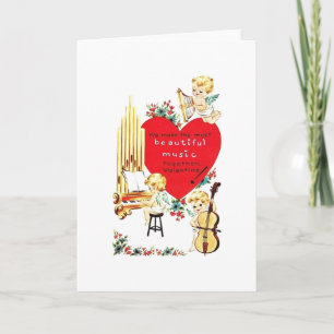 Vintage Angel Musicians Valentine's Day Card Feiertagskarte
