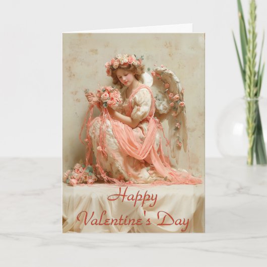 Vintage Angel of Roses Valentine`s Day Karte (Vorderseite)