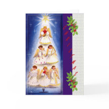 Vintage Angel Tree Choir Weihnachtskarte