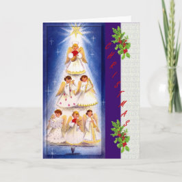 Vintage Angel Tree Choir Weihnachtskarte Feiertagskarte