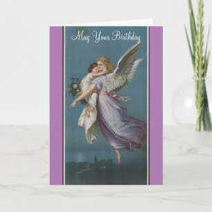 Vintage Angel- und KinderGeburtskarte Karte