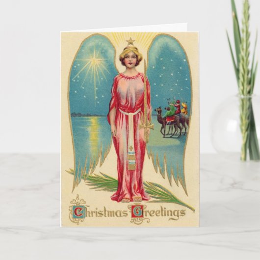 Vintage Angel Weihnachtskarte Feiertagskarte (Vorderseite)