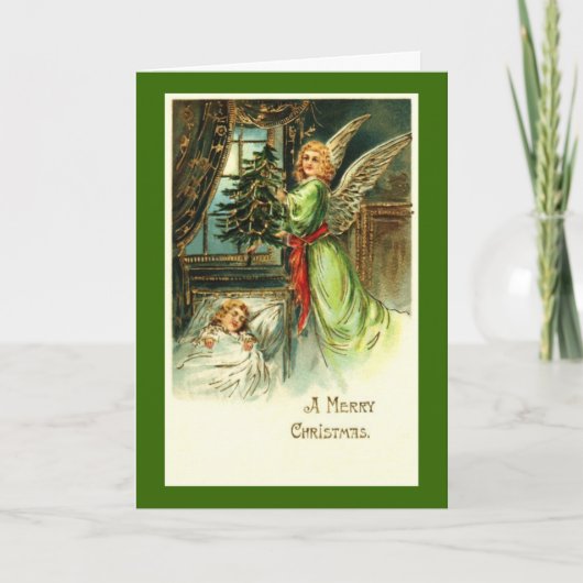 Vintage Angel Weihnachtskarte Feiertagskarte (Vorderseite)