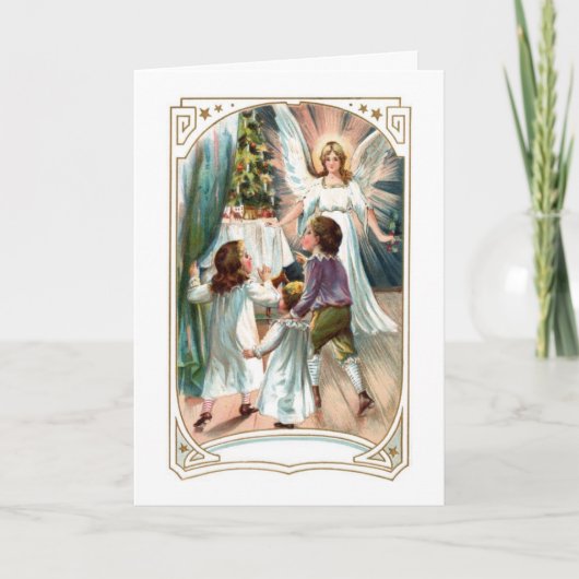 Vintage Angel Weihnachtskarte Feiertagskarte (Vorderseite)