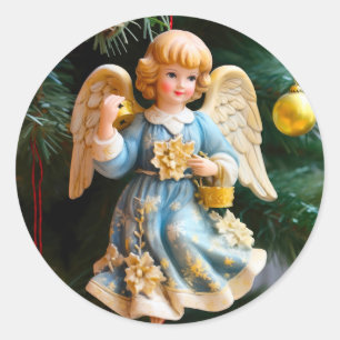 Vintage Angel Weihnachtskleber Runder Aufkleber
