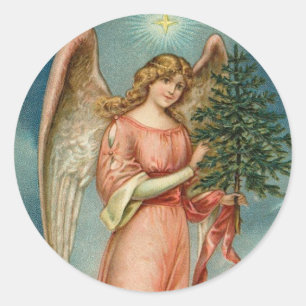 Vintage Angel Weihnachtsmarke Runder Aufkleber