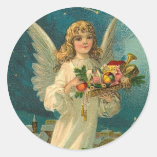 Vintage Angel Weihnachtsmarke Runder Aufkleber