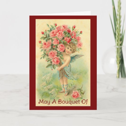 Vintage Angel With Roses Valentine's Day Card Karte (Vorderseite)