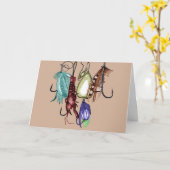 Vintage Angelhaken Karte (Gelbe Blume)