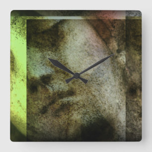Vintage Angelic Statue Facial Square Wall Clock Quadratische Wanduhr