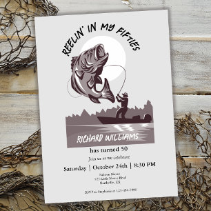 Vintage Angeller am See Fischer 50. Geburtstag Einladung