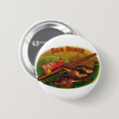 Vintage-Angelschnur-Zigarrenetiketten-Kunst, Sea R Button (Vorne & Hinten)