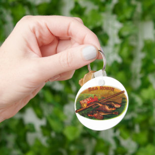 Vintage-Angelschnur-Zigarrenetiketten-Kunst, Sea R Schlüsselanhänger